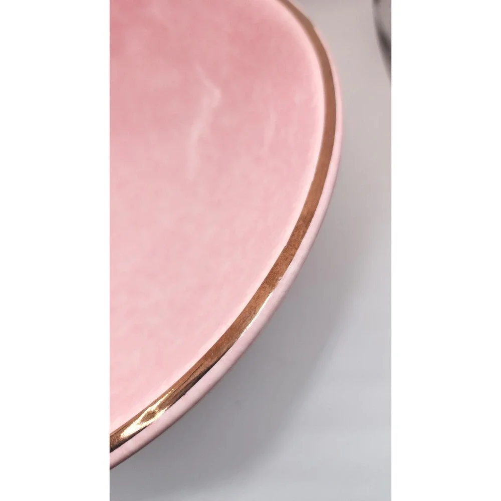 Kenwood Vintage Pink MCM Retro 964 Drip Speckled Footed Oven Proof Bowl USA 8.75
